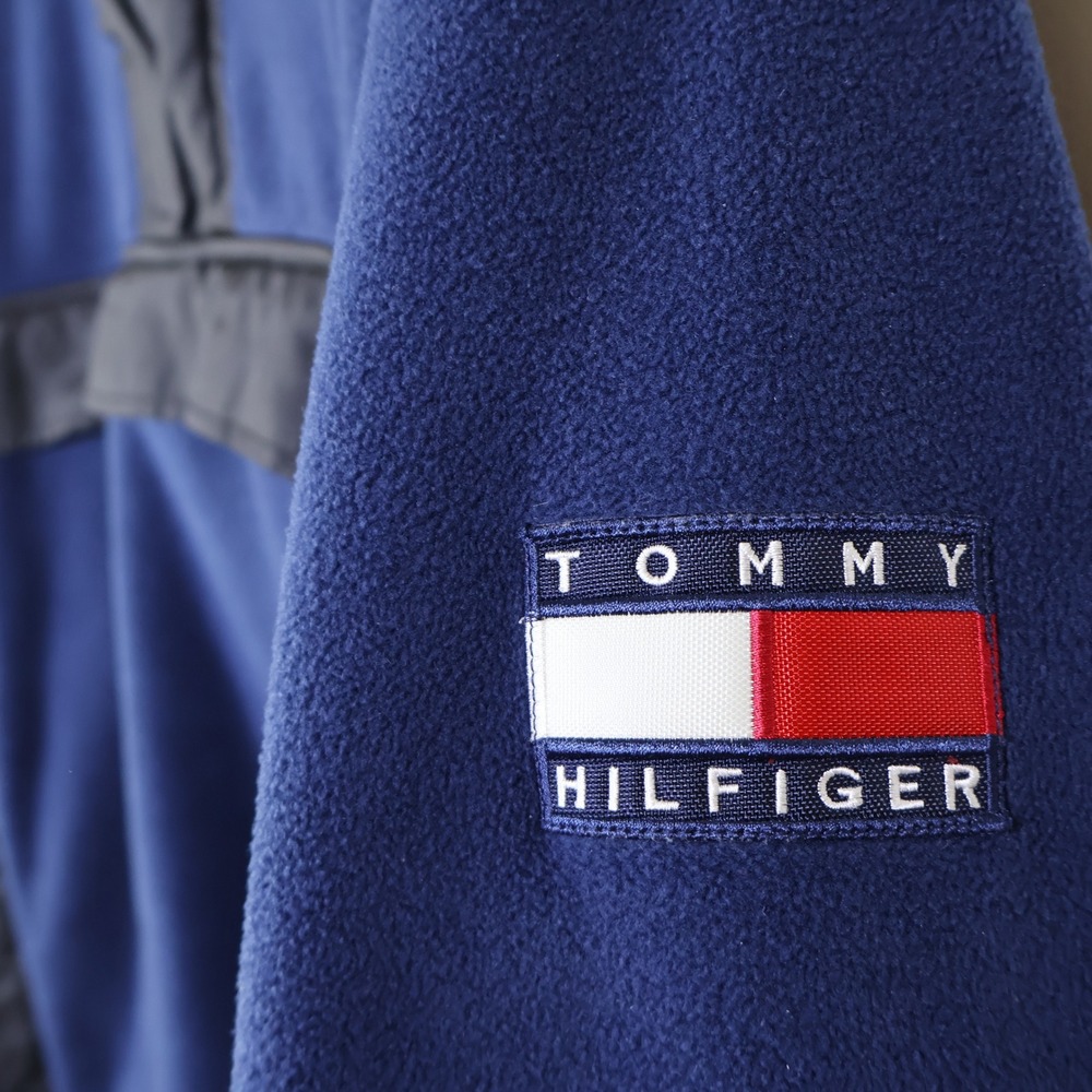 Tommy Hilfiger Vintage Fleece Pullover Anorak 1/2 Zip Mock Neck XL Navy Blue - Picture 5 of 16